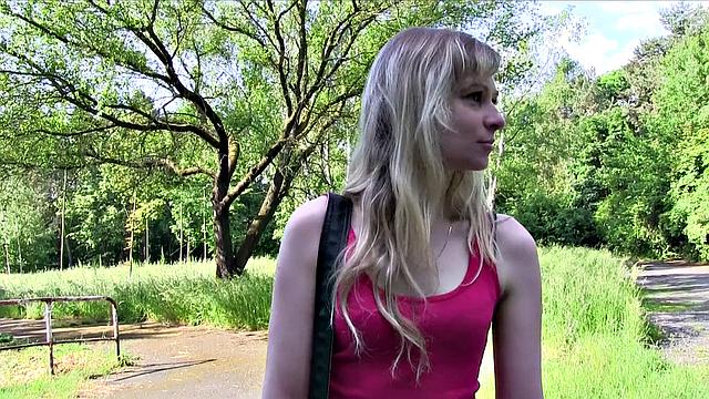 Blonde fucks a stranger for cash