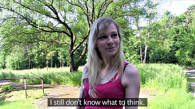 Blonde fucks a stranger for cash