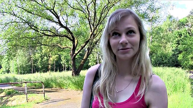 Blonde fucks a stranger for cash