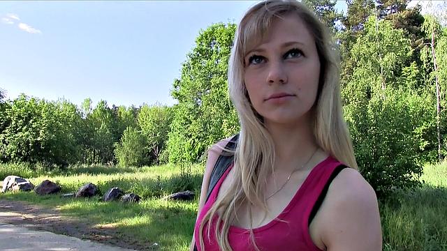 Blonde fucks a stranger for cash