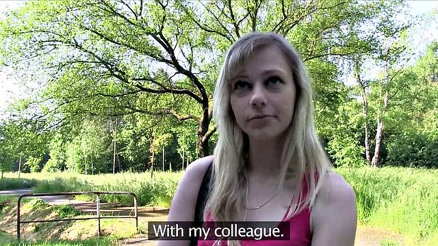 Blonde fucks a stranger for cash