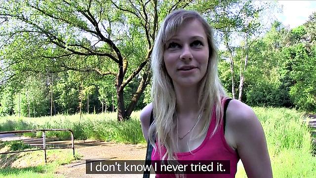 Blonde fucks a stranger for cash