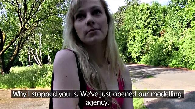 Blonde fucks a stranger for cash