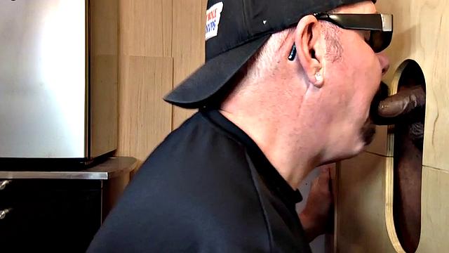 Gloryhole mature gay fucked by Ebony after BJ