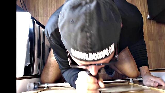 Gloryhole mature gay fucked by Ebony after BJ