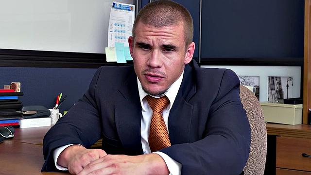 Watch this hot interracial office guy deepthroat and pound BBC guy's shaved black ass in the toilet