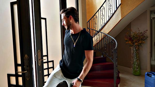 Blonde bombshell gives titjob & fucks hard in living room