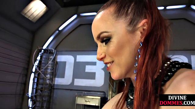 Lingerie dominatrix pegging loser