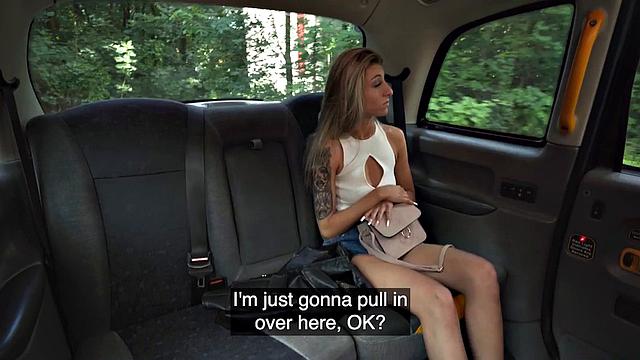 Petite 21yo bounces on driver's cock