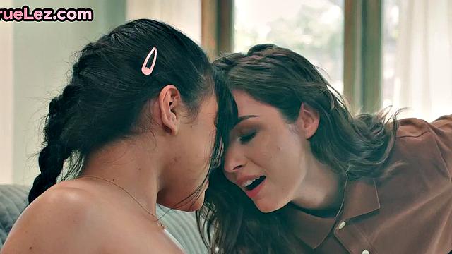 Busty lesbo babe strapon by GF after pussylicking