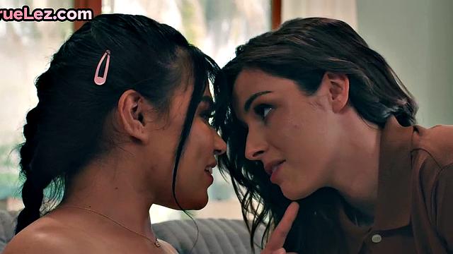 Busty lesbo babe strapon by GF after pussylicking