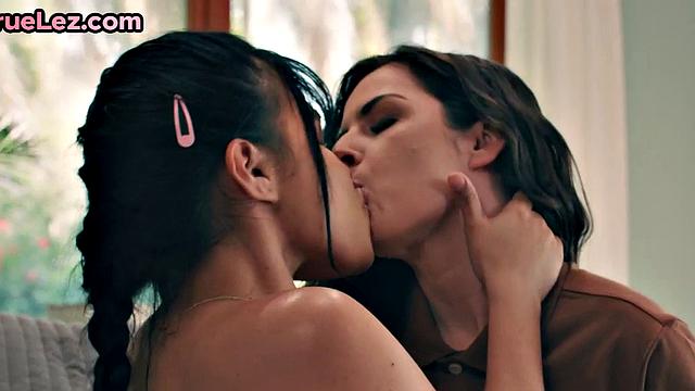 Busty lesbo babe strapon by GF after pussylicking