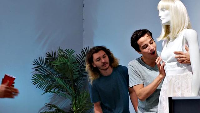 Short guy bangs busty redhead MILF till cum on tits