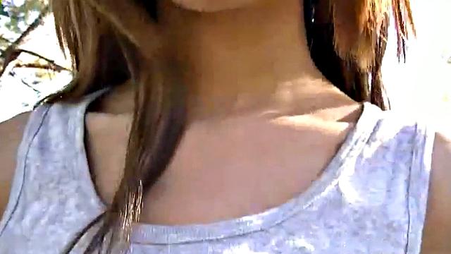 Tiny Trisha Fingering pussy outdoors