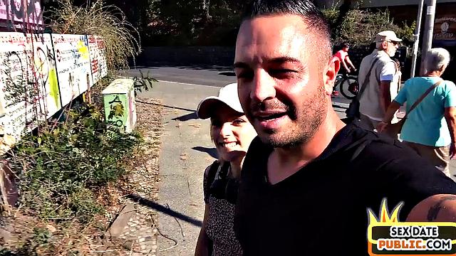 Dirty public girl fucked outdoors in POV doggy style