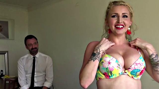 Blonde UK sub smashed by rough cock and cured with cum