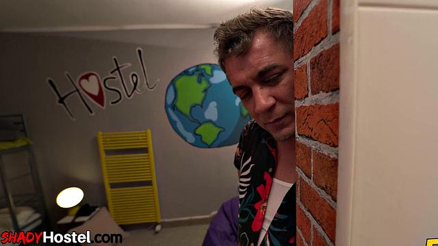 Big-titted hostel babe pussybanged