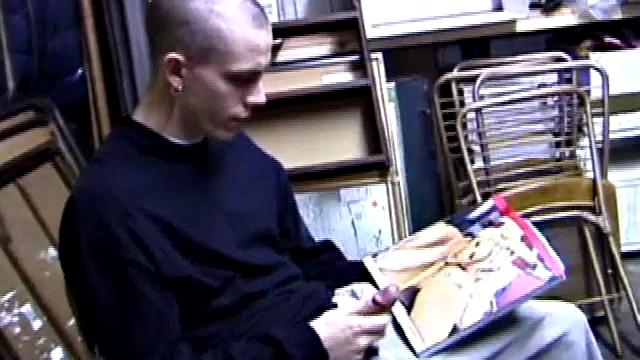 Returning home from work, Shane grabs a porn magazine and heads for the garage. There, he strokes his hard cock, while eating his pre-cum, and then pumps onto his belly.