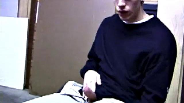 Returning home from work, Shane grabs a porn magazine and heads for the garage. There, he strokes his hard cock, while eating his pre-cum, and then pumps onto his belly.