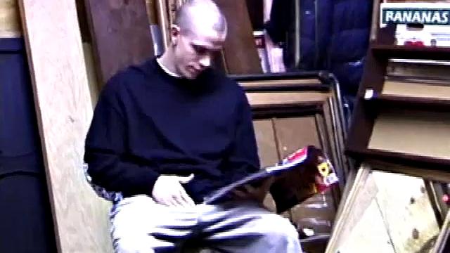 Returning home from work, Shane grabs a porn magazine and heads for the garage. There, he strokes his hard cock, while eating his pre-cum, and then pumps onto his belly.