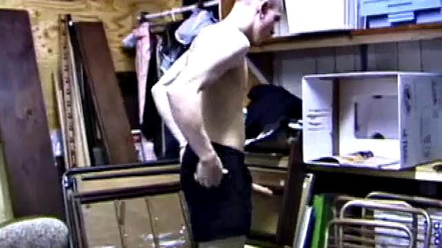 Returning home from work, Shane grabs a porn magazine and heads for the garage. There, he strokes his hard cock, while eating his pre-cum, and then pumps onto his belly.