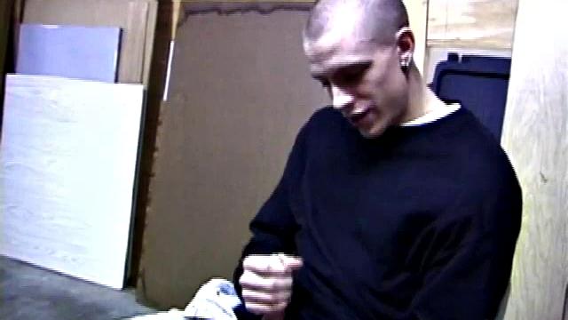 Returning home from work, Shane grabs a porn magazine and heads for the garage. There, he strokes his hard cock, while eating his pre-cum, and then pumps onto his belly.