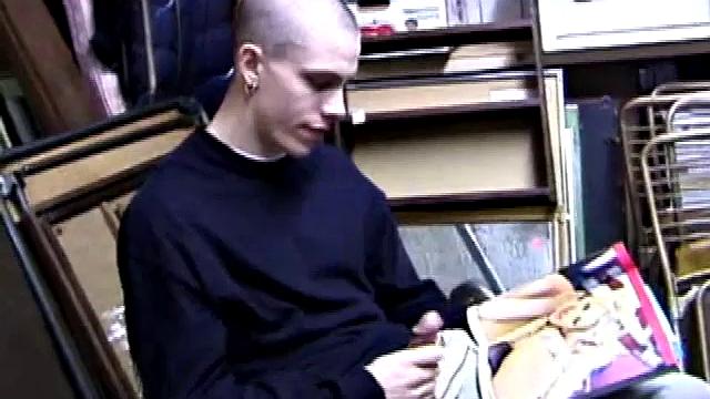 Returning home from work, Shane grabs a porn magazine and heads for the garage. There, he strokes his hard cock, while eating his pre-cum, and then pumps onto his belly.