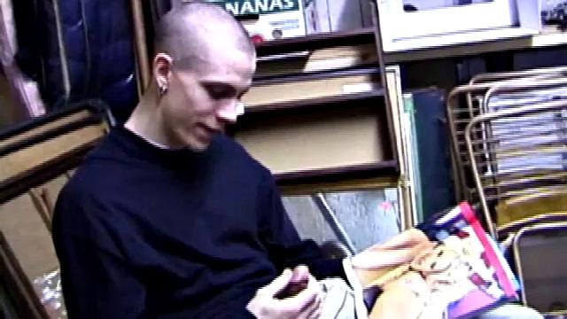 Returning home from work, Shane grabs a porn magazine and heads for the garage. There, he strokes his hard cock, while eating his pre-cum, and then pumps onto his belly.