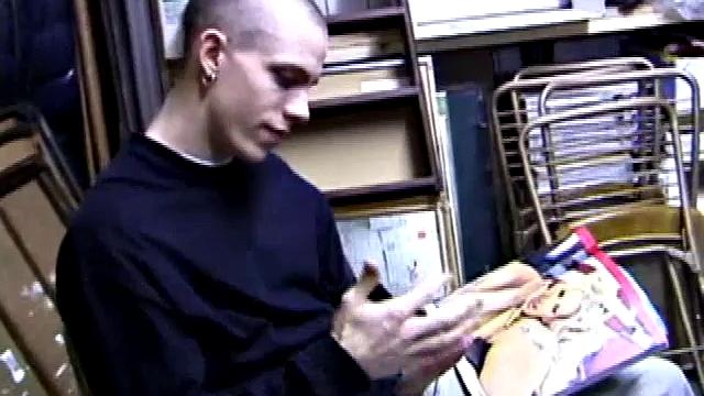 Returning home from work, Shane grabs a porn magazine and heads for the garage. There, he strokes his hard cock, while eating his pre-cum, and then pumps onto his belly.