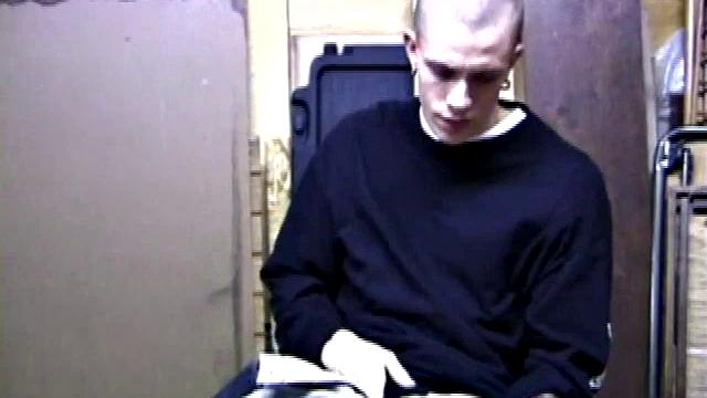 Returning home from work, Shane grabs a porn magazine and heads for the garage. There, he strokes his hard cock, while eating his pre-cum, and then pumps onto his belly.