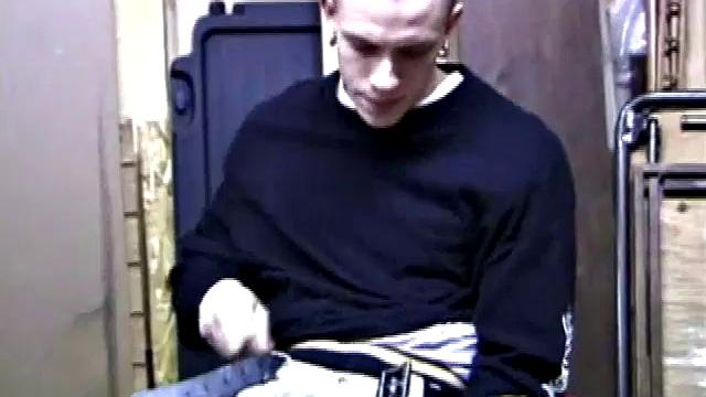 Returning home from work, Shane grabs a porn magazine and heads for the garage. There, he strokes his hard cock, while eating his pre-cum, and then pumps onto his belly.