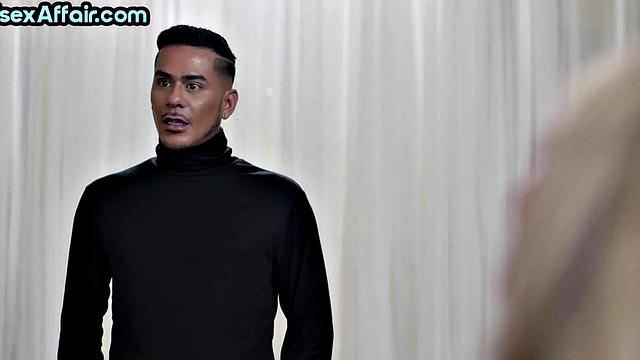 Stunning bisexual babe sucks and bounces on cock in threesome