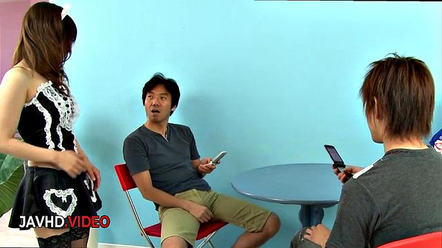 Steamy Encounter With Asian Miku Giving Blowjob To Two Lucky Guys