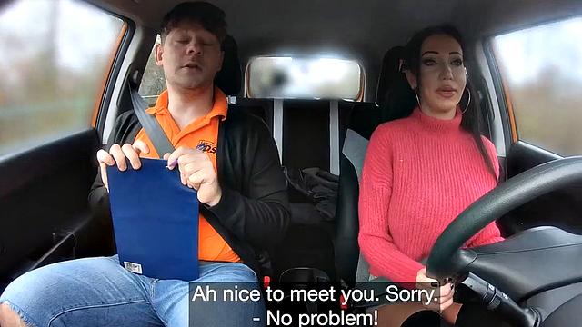 Inked driving babe sucks cock and gets fucked by instructor