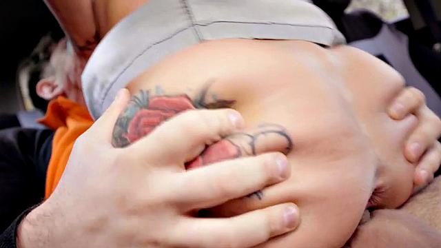 Inked driving babe sucks cock and gets fucked by instructor