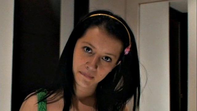 Teen Diana showing tits and ass on stairs