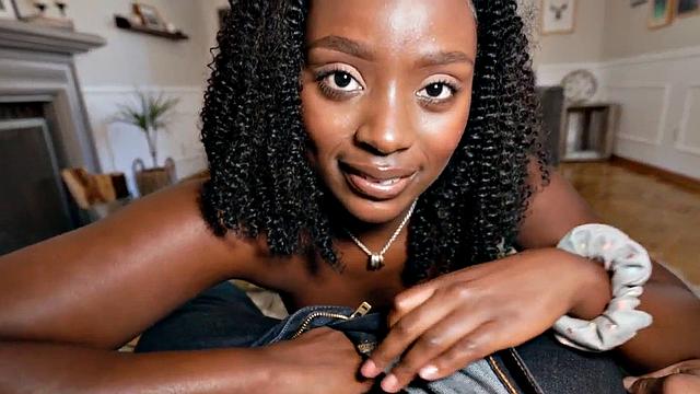 Big booty ebony loves sucking dick while jerking it