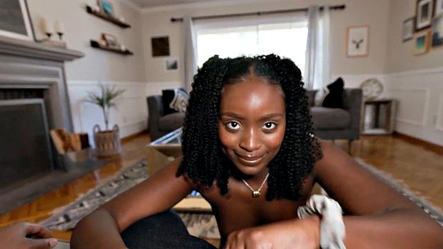 Big booty ebony loves sucking dick while jerking it