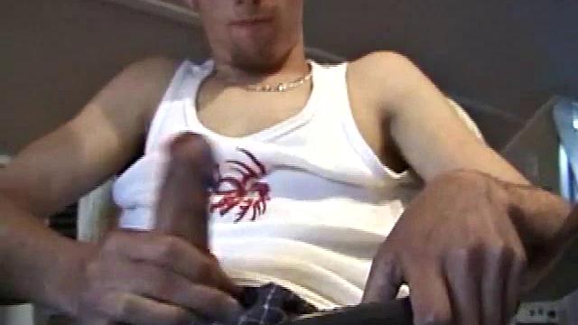 Skater boy Vince O'Neil rolls in after a long day on the board. He hoped to pick up some chicks at the skate park, but comes back empty handed. So he puts his hand to work, and with a little help from his friend, he pumps out the cum load.