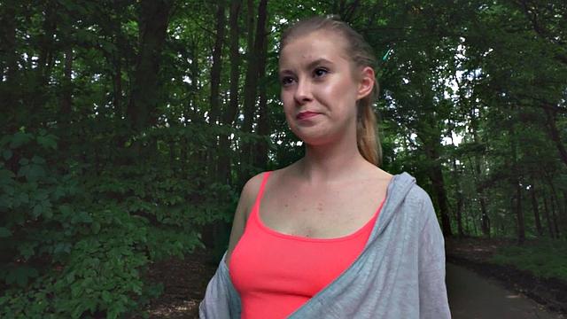 Curvy euro pulled outdoors for fucking in pov