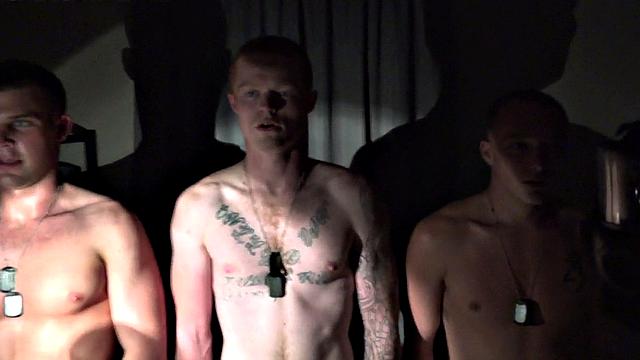 Army gay dudes fucked in group sex in assholes