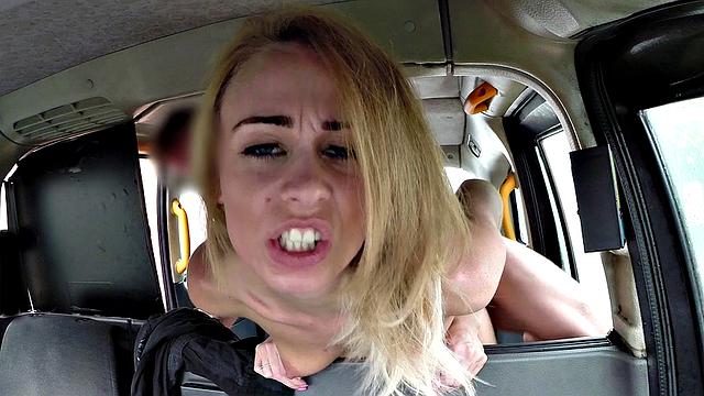 Watch this tattooed chick take it from behind & get her tight shaved pussy pounded in car