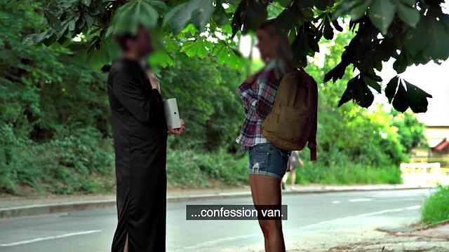 Busty euro pulled outdoors for kinky sex in public