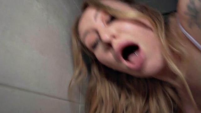 Real inked babe fucked in the toilet for cash after casting