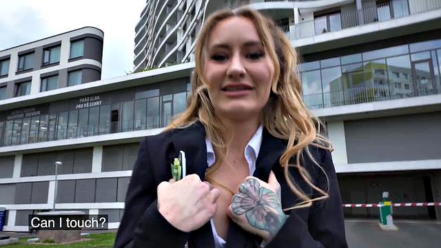 Real inked babe fucked in the toilet for cash after casting