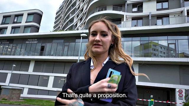 Real inked babe fucked in the toilet for cash after casting