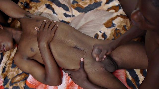 Ebony twink sucked before barebacked until jizz