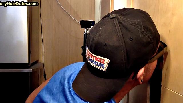 Tattooed gloryhole DILF sucks at home till cum in mouth