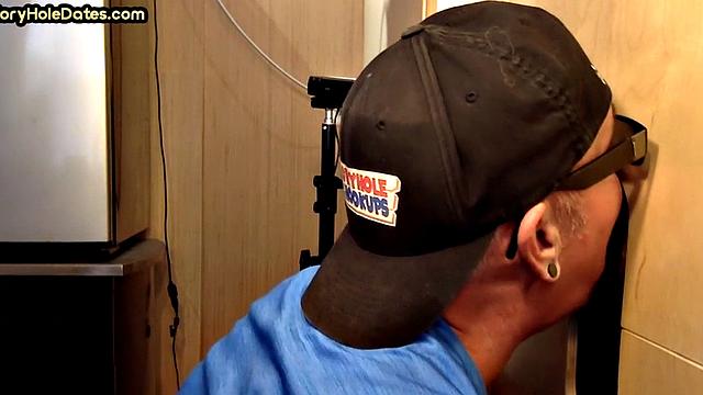 Tattooed gloryhole DILF sucks at home till cum in mouth