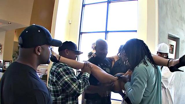 Anal slut gangbanged by BBC guys till facial bukkake